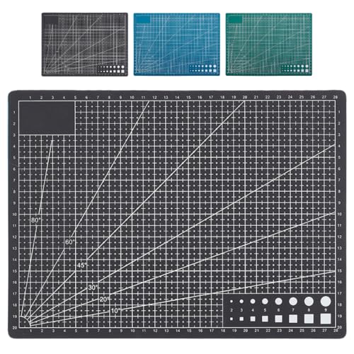 Dezain® DIY - Schneidematte A4 selbstheilend – Bastelunterlage mit Zentimeterskala – Schneideunterlage für Modellbau & zum Basteln – Beidseitig bedruckte Cutting Mat – Schwarz von Dezain