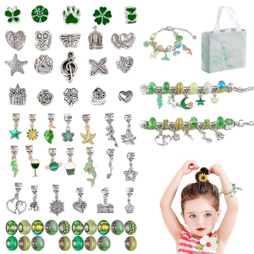 Dfstvup Charm-Armband-Herstellungsset, Armband-Herstellungsset für Mädchen, Perlenherstellungsset Vielseitiges Schmuckherstellungsset für Kinder, Trendiges Charm-Armband-Halsketten-Set für Kinder, von Dfstvup