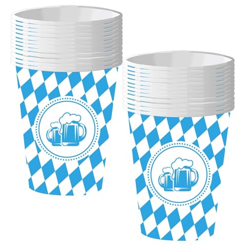 Dfstvup Oktoberfest-Dekorationsset, Oktoberfest-Sammelzubehör - 20-teiliges Oktoberfest-Geschirr-Set für Zusammenkünfte - Designzubehör mit blau-weißer Flagge und Karomuster bedient 20 Gäste beim von Dfstvup