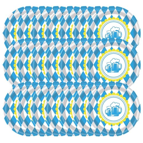 Dfstvup Oktoberfest-Geschirr,Oktoberfest-Zubehör, 20-teiliges Oktoberfest-Geschirr-Set für Zusammenkünfte, Designzubehör mit blau-weißer Flagge und Karomuster bedient 20 Gäste beim Deutschen Bierfest von Dfstvup