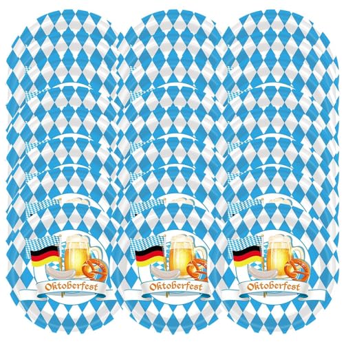 Dfstvup Oktoberfest-Zubehör,Oktoberfest-Dekorationen - 20-teiliges Oktoberfest-Geschirr-Set für Zusammenkünfte | Designzubehör mit blau-weißer Flagge und Karomuster bedient 20 Gäste beim Deutschen von Dfstvup