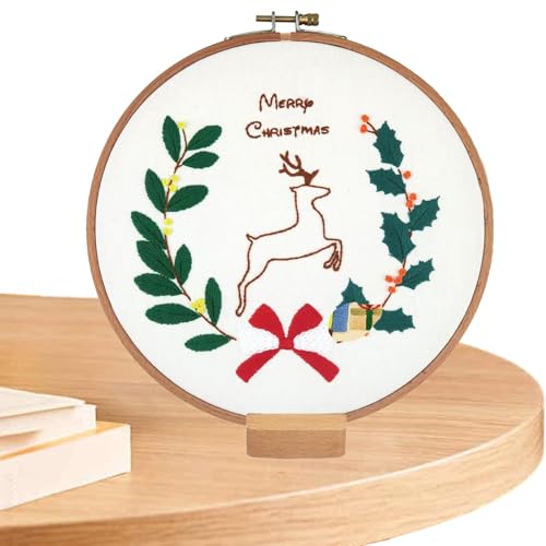 Dfstvup Weihnachts-Sticksets für Erwachsene, Weihnachts-Stickmuster | Stickerei-Weihnachtsschmuck-Set - Anfänger-Stickset für Erwachsene Anfänger, Handstickzubehör von Dfstvup