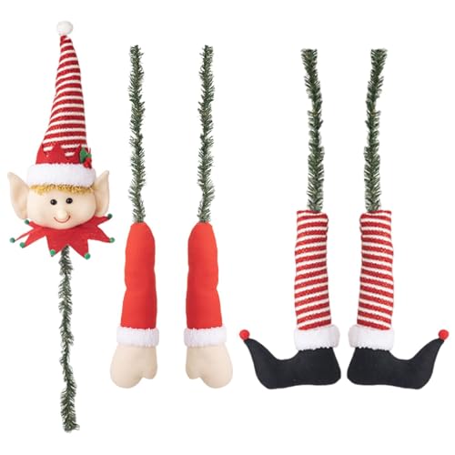 1 x große Weihnachtsbaumspitze, Weihnachtsbaumschmuck, Weihnachtsbaumschmuck, Winterurlaub-Wunderland-Partys, Zubehör, Weihnachtsmann/Schneemann/Elfen, Puppenköpfe/Hände/Füße, Set für Heimdekoration von Dgayaeic