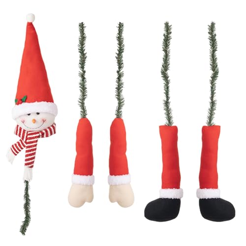 1 x große Weihnachtsbaumspitze, Weihnachtsbaumschmuck, Weihnachtsbaumschmuck, Winterurlaub-Wunderland-Partys, Zubehör, Weihnachtsmann/Schneemann/Elfen, Puppenköpfe/Hände/Füße, Set für Heimdekoration von Dgayaeic