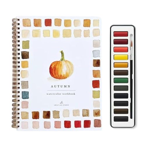 Aquarell-Arbeitsbuch-Set, Aquarellbuch- und Farbset, Malerei, leicht zu befolgende Anweisungen, fördert den künstlerischen Ausdruck, 26x18cm Steigerung der Kreativität für Kinder und Erwachsene, reise von Dgayaeic