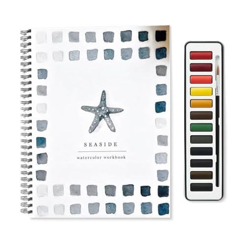 Aquarell-Arbeitsbuch-Set, Aquarellbuch- und Farbset, Malerei, leicht zu befolgende Anweisungen, fördert den künstlerischen Ausdruck, 26x18cm Steigerung der Kreativität für Kinder und Erwachsene, reise von Dgayaeic