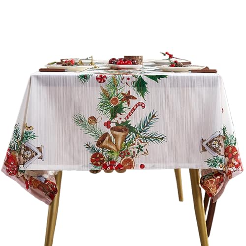 Christmas Theme Bells Tablecloth, Square Winter Festive Holiday Tablecloth, Wipe Clean Tablecloth, 140x140x1cm Stain-Resistant Table Cover Christmas Atmosphere Enhancer Room Transformation For Tables von Dgayaeic