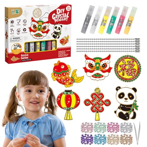 Dgayaeic Kristallmalerei-Set, Kristallfarben-Kunst- und Bastelset, Ornamente,Kunstbedarf für Kinder - Kunstsets für Kinder zu Weihnachten, kreative Weihnachtskunst, Bastelset für Anhänger und von Dgayaeic