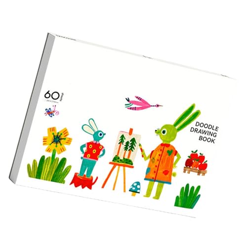 Doodle Zeichenbuch für Kinder, Skizzenbuch mit Kartoneinband, 60 Blatt, Zeichenpapier, Kinder-Skizzenblock, säurefreies Künstler-Skizzenbuch mit strapazierfähiger Hartfaserplatte zum Malen, von Dgayaeic