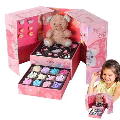 Girls Jewelry Treasure Box+ Bear Dolls, Kids Jewelry Making Set, Bracelet Crafting Kit, Bead Bracelet Making Kit, 2000pcs Jewelry Making Kit Encourages Creativity & Skill Development For Girls, Teens von Dgayaeic