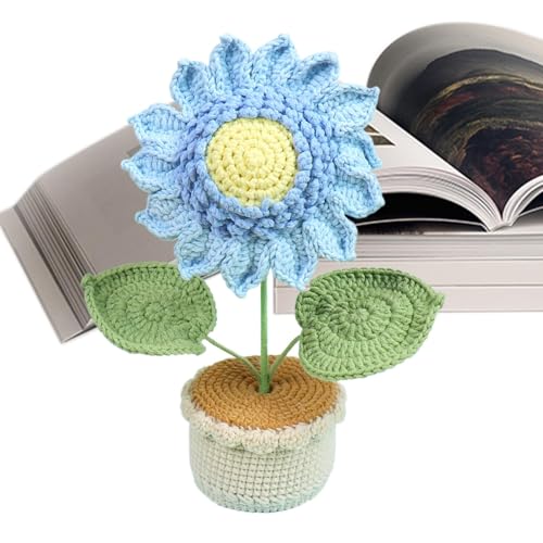 Häkelblumen, handgefertigte künstliche Topfpflanze, Desktop-Dekoration, 25 cm, gehäkelte Sonnenblumen-Ornament, Tisch-Sonnenblumen-Herzstück, handgefertigt und einzigartiges Design, perfekte Größe für von Dgayaeic