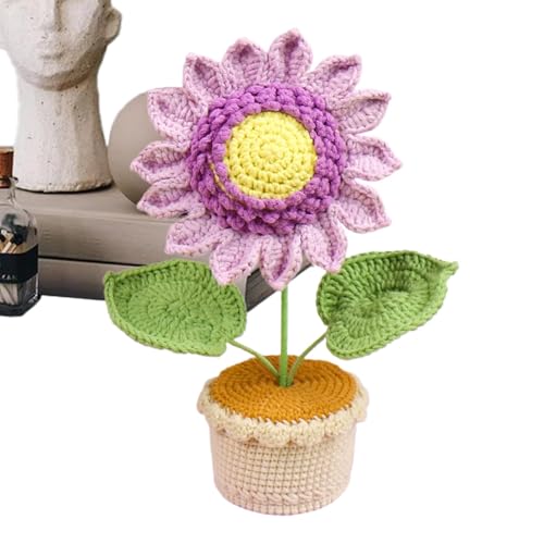 Häkelblumen, handgefertigte künstliche Topfpflanze, Desktop-Dekoration, 25 cm, gehäkelte Sonnenblumen-Ornament, Tisch-Sonnenblumen-Herzstück, handgefertigt und einzigartiges Design, perfekte Größe für von Dgayaeic