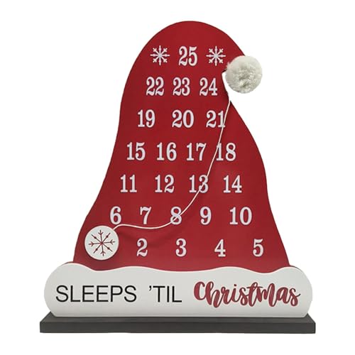 Weihnachten 2024 Weihnachtsmütze Wiederverwendbare Holz Weihnachtskalender 24 Tage Countdown Urlaubskalender Festlich Und Dekorativ 2024 Für Home Holidays Decor von Dgayaeic