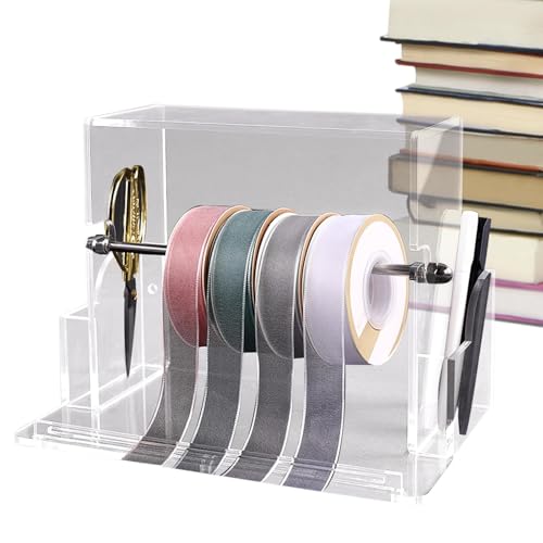 Ribbon Organizer | Clear Ribbon Storage Rack | Multi-use Label Dispenser | Sticker Holder Organizer | Craft Room Ribbon Rack Offer Multiple Features For Sewing Craft, Florist Wrapping von Dgkdek