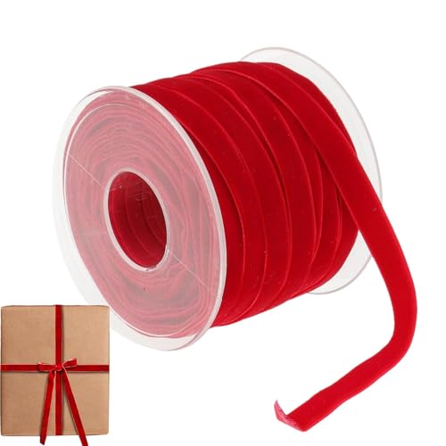 Samtband, Weihnachtliches Rotes Band, Yards-Stoffbänder, Weiches Und Luxuriöses Gefühl Des Bandes Unterstreicht Die Ästhetik Jedes Anlasses Und Hinterlässt Einen Bleibenden Eindruck. 1800 Cm Zum Verpa von Dgkdek