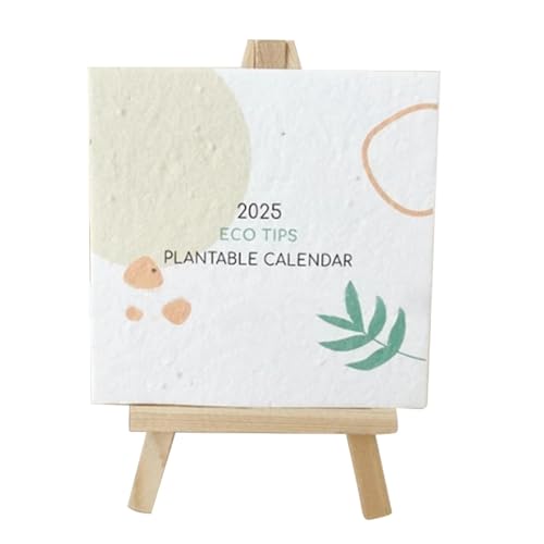 Umweltfreundlicher Monatsplaner, stilvoller grüner Kalender, Schreibtischkalender, bepflanzbares Design, stilvoller Staffelei-Ständer, 14,5 x 12,5 x 3 cm, für Zuhause, Büro von Dgkdek