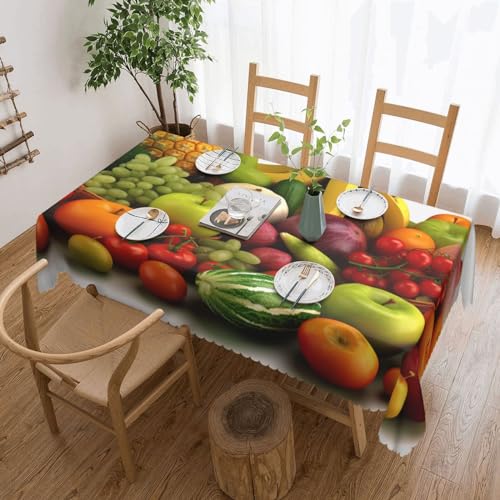 Dhnblqdp Rechteckige Tischdecke mit frischem Gemüse, Obst, abwischbar, wasserdicht, Polyester, dekorative Tischdecke für Esszimmer, Küche, Hochzeit, Partys, 137 x 183 cm, 130659 von Dhnblqdp