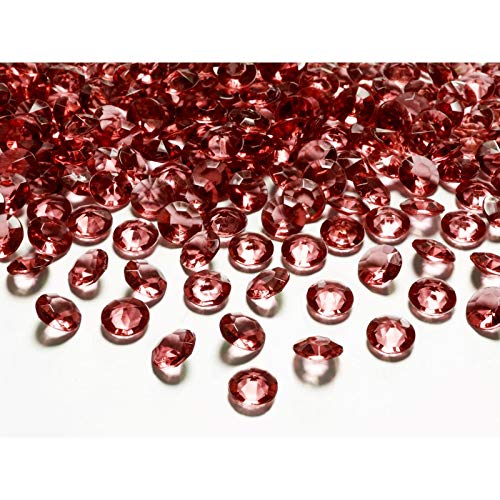 100 rote Diamanten 12 mm - Synthetische Kristalle Dunkelrot - Dekorative Steine Tischdecke von Yecna