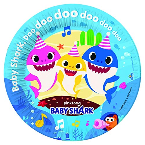 Di&Gi Pappteller rund 18 cm Baby Shark - Packung mit 8 Stück von Di&Gi