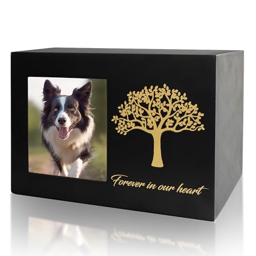 DiDiBirDi Haustierurnen für Hund oder Katze, personalisierter Bilderrahmen und Baum des Lebens, Asche aus Holz, für Katze oder Hund, Erinnerungsbox (groß) von DiDiBirDi