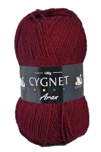 Cygnet Arun Strickgarn/Wolle, 100 g, Acryl, Häkelknäuel, 24 Farbtöne (Weinrot – 991) von Diamante Crafts