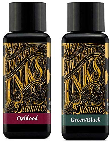 Diamine Füllfederhalter-Tinte, 30 ml, Oxblood & Green Black – 2 Stück von Diamine