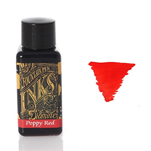 Diamine Ink,Poppy Red,Rot,Mohnrot,Tinte für Füllfederhalter,30 ml von Diamine