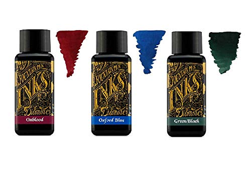 Diamine Tinte für Füllfederhalter, 30 ml, Primärfarbe – 3 x Flaschen – Oxblood & Oxford Blue & Green Black von Diamine