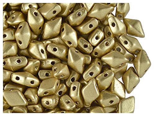 DiamonDuo Beads 30stk Tschechische gepresste Glasperlen in Form eines Diamanten Größe 5x8mm mit Zwei Löchern, Dark Gold Matte von DiamonDuo Beads