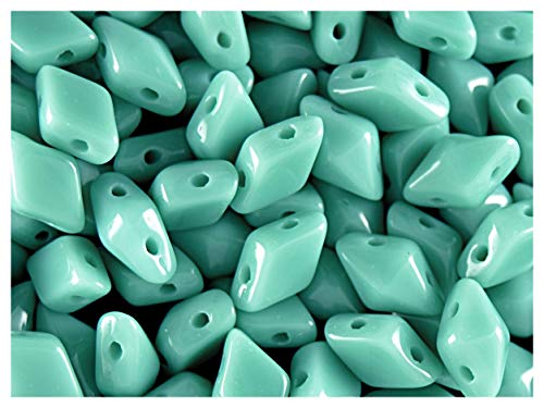 DiamonDuo Beads 30stk Tschechische gepresste Glasperlen in Form eines Diamanten Größe 5x8mm mit Zwei Löchern, Opaque Turquoise von DiamonDuo Beads