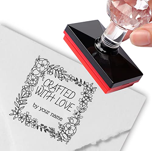 Personalisierter Stempel, handgezeichnetes Blumenmuster, quadratisch, mit Liebesrückgabe-Etiketten, für immer Stempel von Diamond drawing