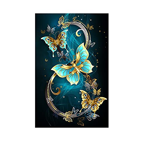 5D Diamant Malerei Goldener Schmetterling, DIY Diamond Painting Set DIY Diamant Malerei Vollbohrer Stickerei Malerei Crystal Strass Stickerei für Haus, Wand Und Eingang Dekorationen 40x80cm von Diamond painting GAOHAI