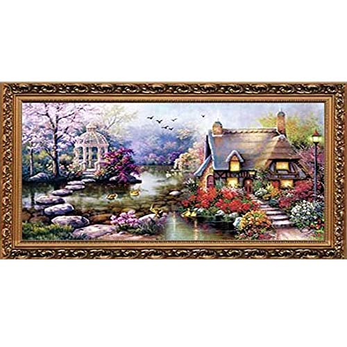 5D DIY Diamantmalerei Vollbohrer Set Gartenhäuschen Große Größe Diamond Painting Kristall Strass Kreuzstich Stickerei Diamant Gemälde Bilder Mosaik Kunst Handwerk für Haupt wanddekor 50x100cm von Diamond painting LINGYI