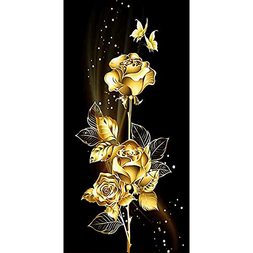 DIY 5D Diamant Malerei kits Malen nach Zahlen Goldene Rose groß Diamond Painting Bilder Vollbohrer Stickerei Kreuzstich Kristall Strass Gemälde für Home Wanddekoration Mosaik Geschenk 50x100cm von Diamond painting YOUDONG