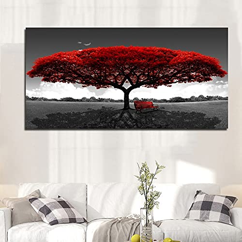 DIY 5D Diamant Malerei kits Malen nach Zahlen Roter Baum groß Diamond Painting Bilder Vollbohrer Stickerei Kreuzstich Kristall Strass Gemälde für Home Wanddekoration Mosaik Geschenk 70x120cm von Diamond painting YOUDONG