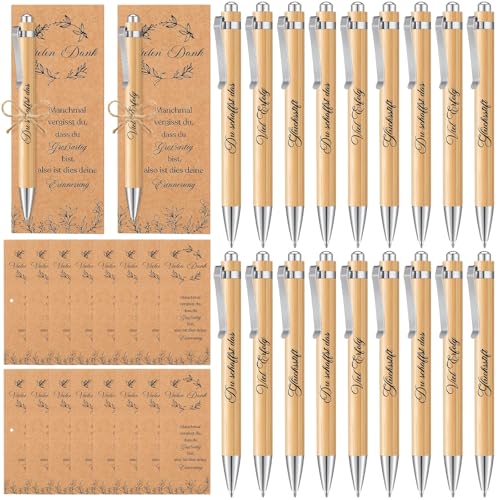 Dianelhall 18 Sets Inspirierende Holz Kugelschreiber Glücksstift Motivation Kugelschreiber mit Spruch Du Schaffst Das Stifte mit Kraftpapier Lesezeichen Abschiedsgeschenk für Schüler Kollegen Prüfung von Dianelhall