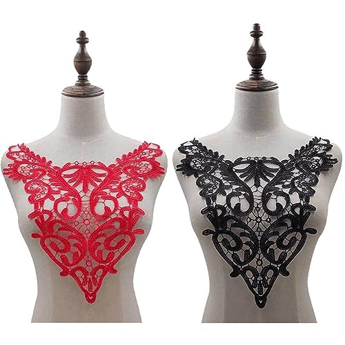 2pcs Spitzenkragen Stoff Trim Exquisite Stickerei Ausschnitt Spitze Nähfleck Feine Applikation Motiv Kleid Trimm Trimmen von Dianzan