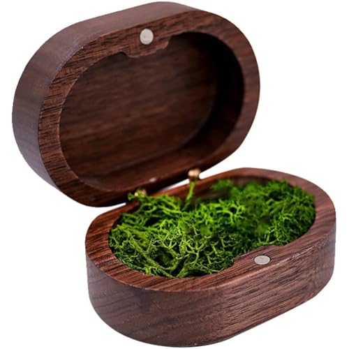 Dianzan Ovale Ringbox Aus Holz, Retro-schmuckschatulle, Kleine Verlobungsring-Halter-Box, Hochzeitspaar-Ring-aufbewahrungshalter Für Heiratsantrag von Dianzan