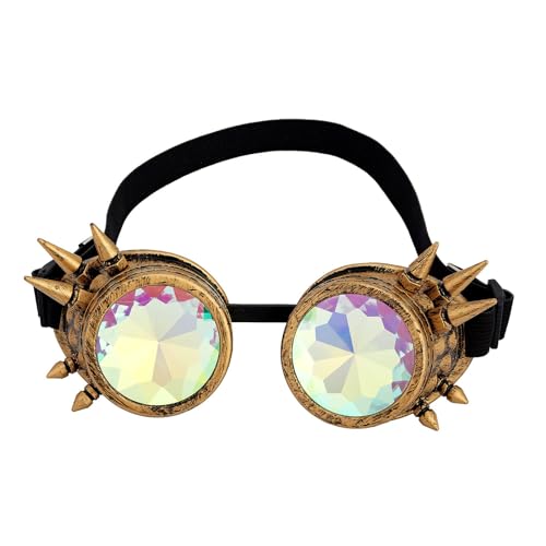 Diarypiece Steampunk Gothic Goggles Vintage Eyewear Rainbow For ComicCon Photo Props Unisex Goggles Cosplay Supplies For Halloween Gothic Headwear von Diarypiece