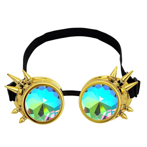 Diarypiece Steampunk Gothic Goggles Vintage Eyewear Rainbow For ComicCon Photo Props Unisex Goggles Cosplay Supplies For Halloween Gothic Headwear von Diarypiece