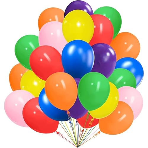 100 Stück Bunte Luftballons Bunt, 10 Farben luftballons Gemischt, 12 Zoll Premium Ballons aus 100% Naturlatex von Diaxilu