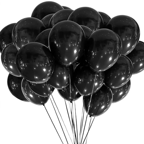 Luftballons Schwarz - 100 Stück 30 cm / 12 zoll Premium Latex Ballons für Helium, Schwarz Luftballon für Geburtstag Hochzeit Valentinstag Graduierung Kommunion Thema Party von Diaxilu