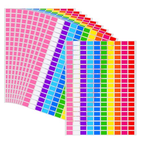 2000-Pack Rectangular Coloured Stickers - Self-Adhesive Sticky Labels - Small 1/2" x 3/4" Labels in 10 Colors - Versatile Removable Labels for Home,Office,and School Organization von Dibotell