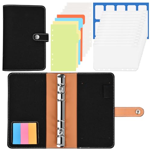 Budgetplaner,Budget Binder A6,PU Leder Ringbuch,Budgetplaner Finanzplaner,Cash Stuffing Budget Binder,Bugetplaner Umschlagmethode Haushaltsbuch mit Geldfächer für Sparen,Geldplaner (Schwarz) von Dibotell