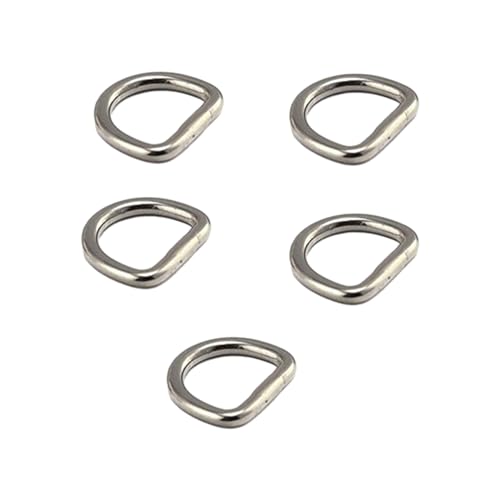 Dickly 5 x geschweißte D-Ringe, Metallschlaufen, Schnallen, DIY-Zubehör, robuste D-förmige Schnalle, D-förmige Ringe für Halsbänder, Gurtband, Hundeleine, Silber, 0.3 cm x 1.5 cm x 1.2 cm von Dickly