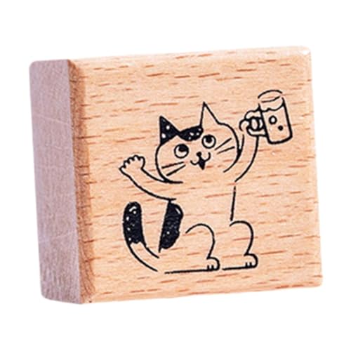 Dickly Katzenstempel süßes Tier für Kinder Holzstempel für DIY Art Crafts Planer Stempeln, Prost von Dickly