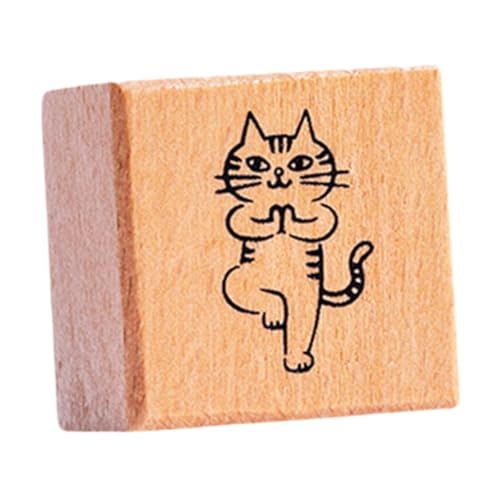 Dickly Katzenstempel süßes Tier für Kinder Holzstempel für DIY Art Crafts Planer Stempeln, Yoga von Dickly