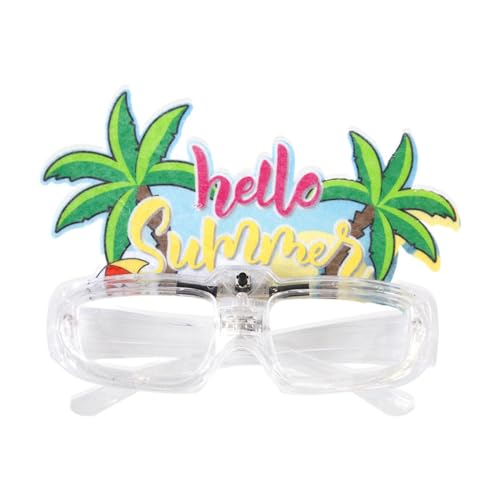 Dickly Partybrille Ausgefallene trendige Rahmen Blinkende Brille für Kostüme Strand Geburtstag, Kokusnuss-Palme, 12.5 cm x 15.5 cm von Dickly