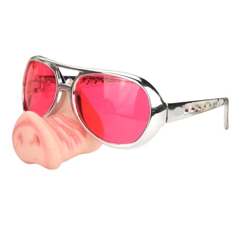 Dickly Pig Big Nose Brille, dekorative Brille, Party-Sonnenbrille für Party-Foto-Requisiten, Rot von Dickly