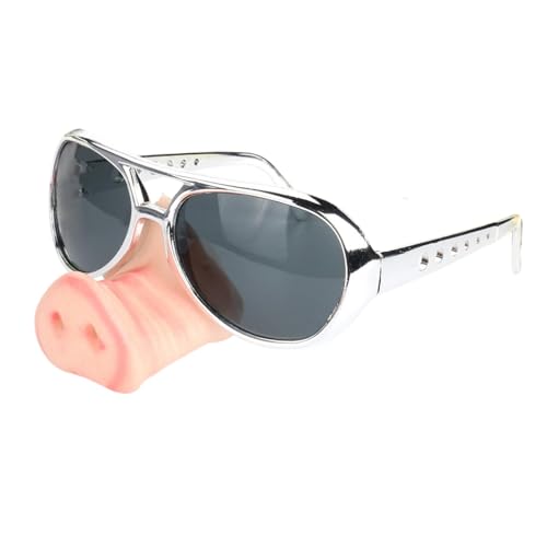 Dickly Pig Big Nose Brille, dekorative Brille, Party-Sonnenbrille für Party-Foto-Requisiten, Silber von Dickly